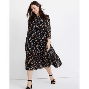 Madewell Sheer Button-Front Tier Midi Dress